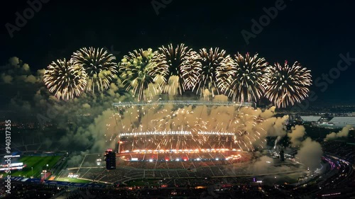 Fireworks Display Over a Stadium