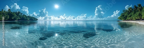 Serene Tropical Lagoon in Nanuya Tuvalu   Panorama photo