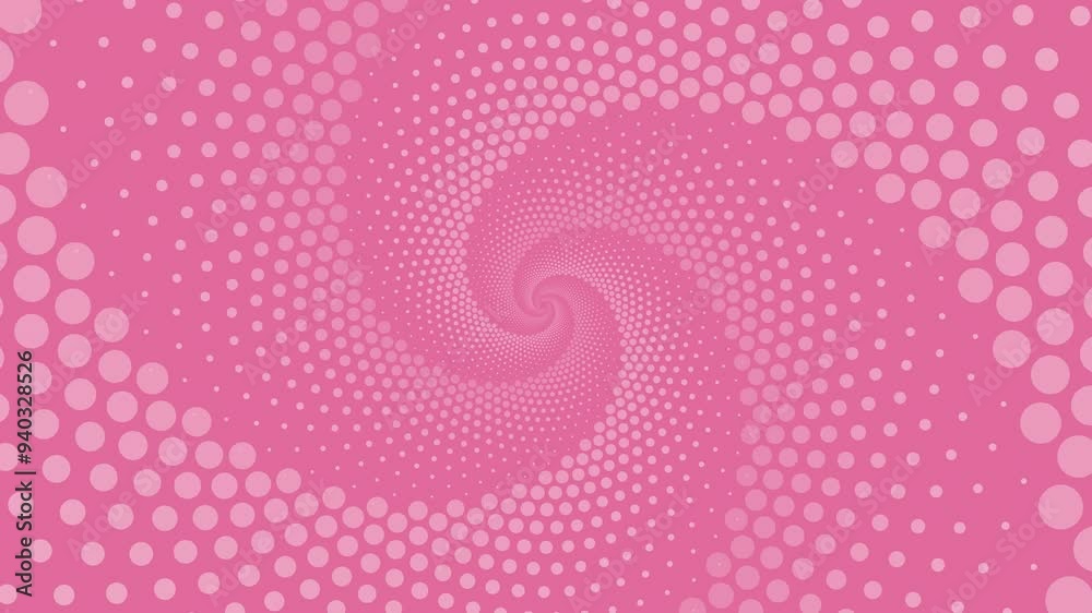 Spiraling pink loop 4k motion background with polka dots. Spiraling pink loop 4k motion background with polka dots.