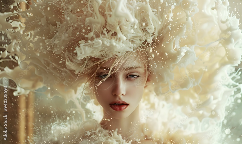 Beautiful girl with hair coloring in ultra blond. Stylish hairstyle done in a beauty salon. Fashion, cosmetics and makeup. Beautiful girl with hair coloring in ultra blond. Stylish hairstyle done in a beauty salon. Fashion, cosmetics and makeup.