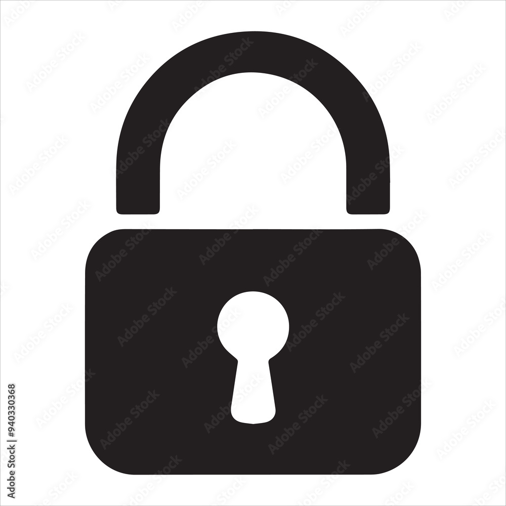 Lock icon, black silhouette victor style with white background Lock icon, black silhouette victor style with white background