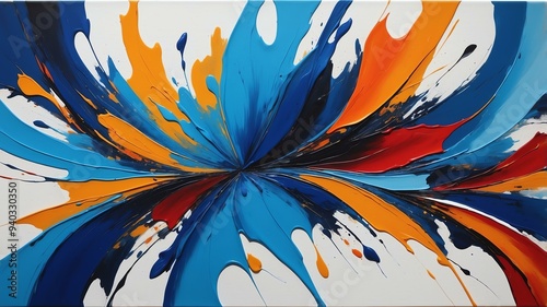 minimalist abstract oil painting featuring different colors on white background