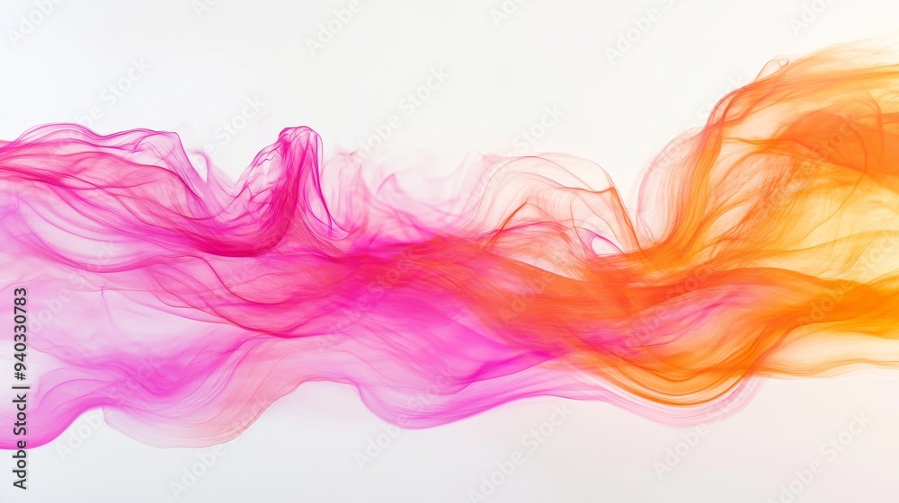 A vibrant abstract image of a pink and orange wave flowing on a white background. The colors blend and intertwine, symbolizing energy, movement, and the interplay of light and shadow.