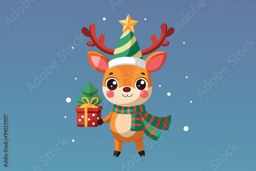 Best  cute deer is celebrating Christmas day  Art Illustrations vector 30.eps