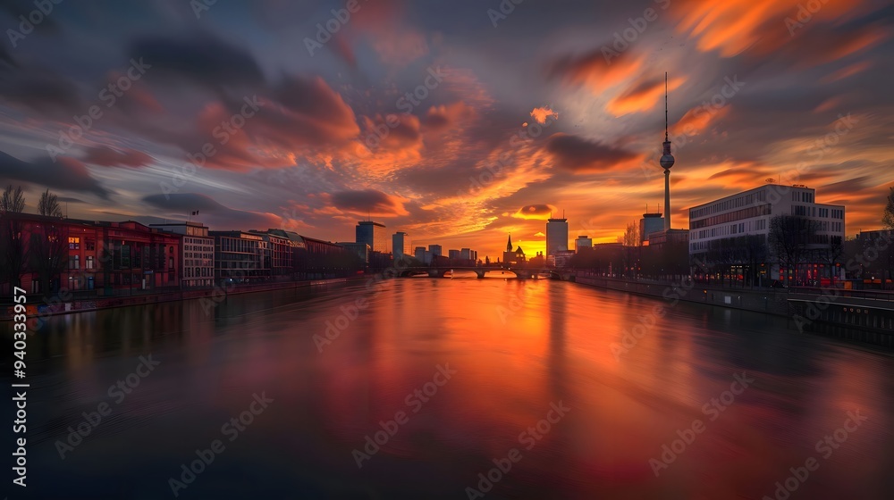 Berlin Skyline at Sunset