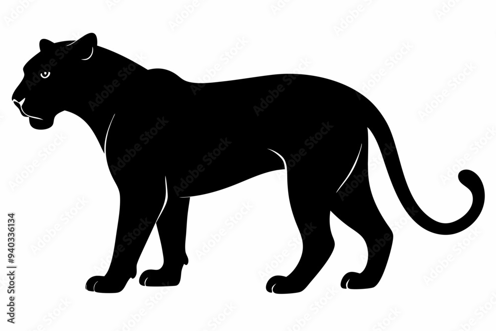 Fototapeta premium Panther vector silhouette, leopard silhouette panther, puma, vector illustration