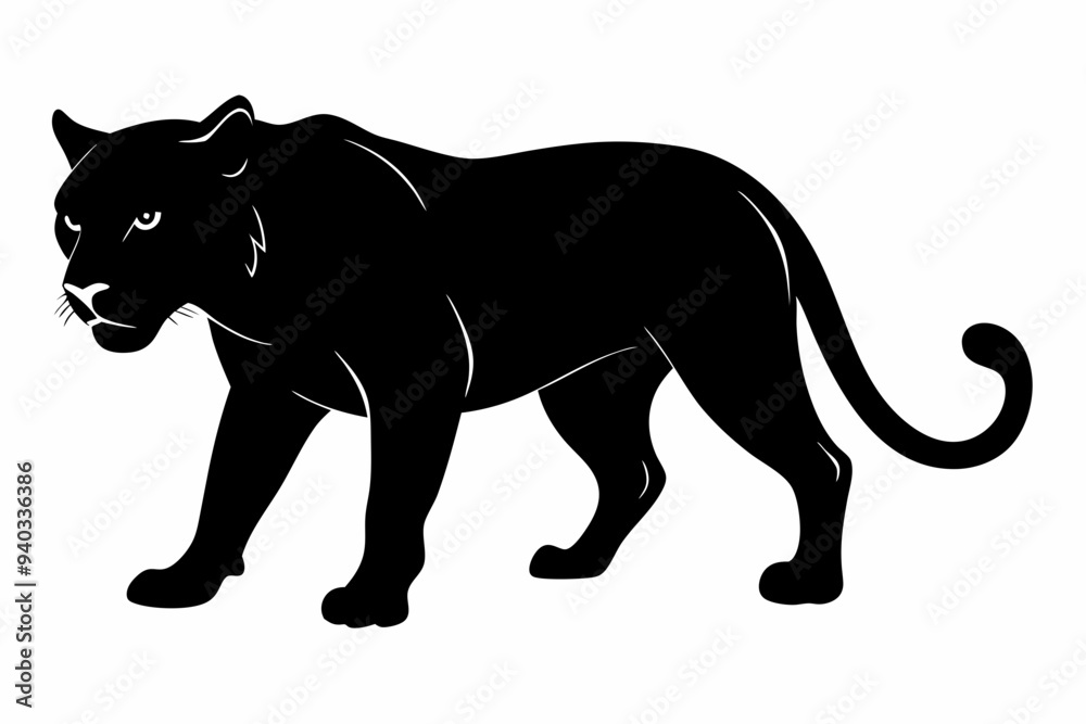 Naklejka premium Panther vector silhouette, leopard silhouette panther, puma, vector illustration