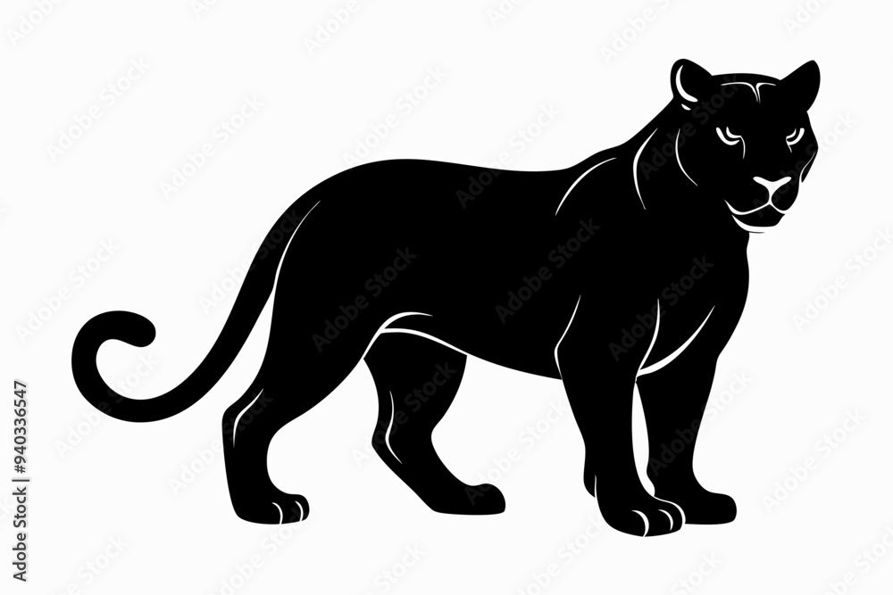 Panther vector silhouette, leopard silhouette panther, puma, vector illustration Panther vector silhouette, leopard silhouette panther, puma, vector illustration