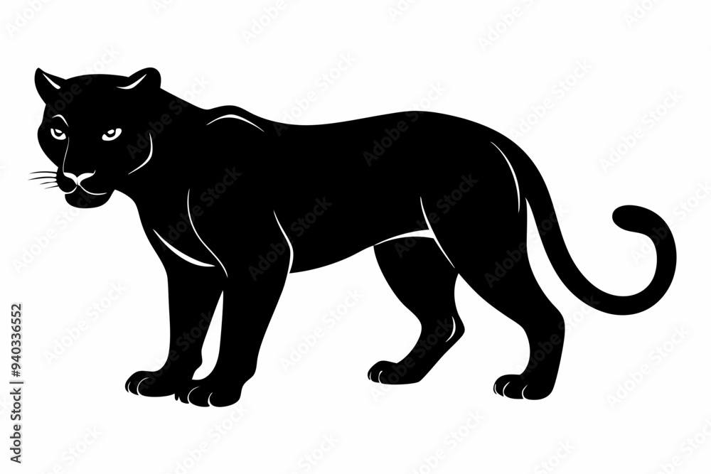 Obraz premium Panther vector silhouette, leopard silhouette panther, puma, vector illustration