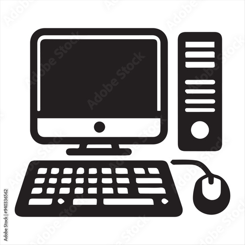 computer  Illustration Icon silhouette vector style with white background