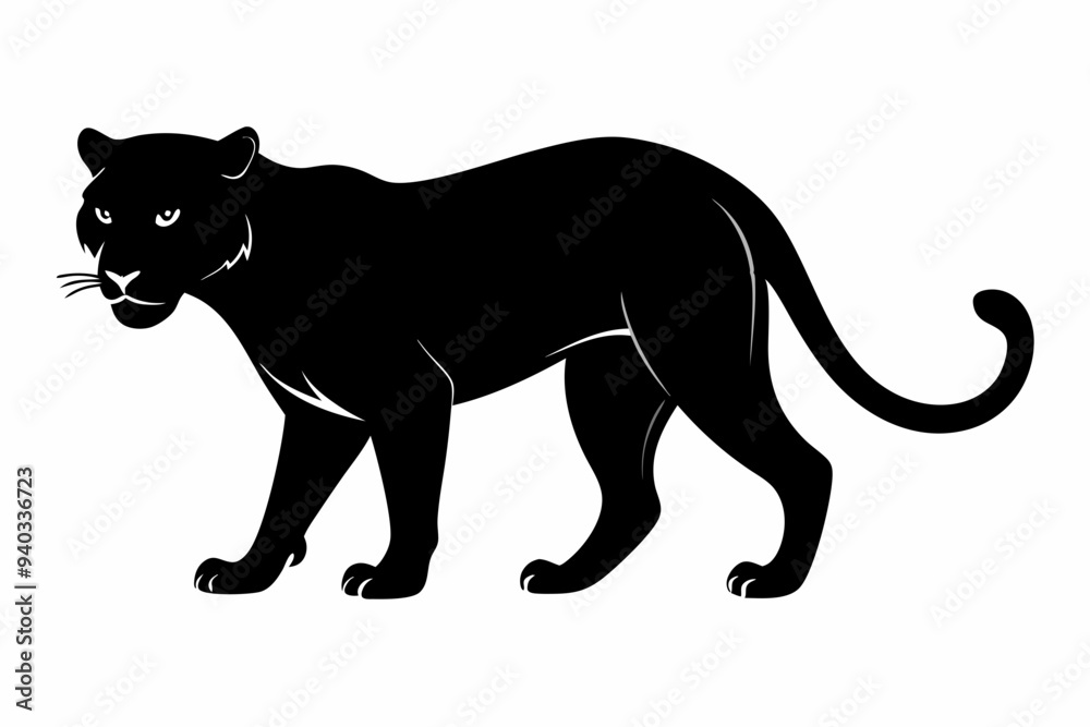 Obraz premium Panther vector silhouette, leopard silhouette panther, puma, vector illustration