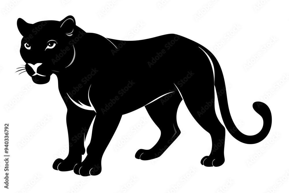Obraz premium Panther vector silhouette, leopard silhouette panther, puma, vector illustration