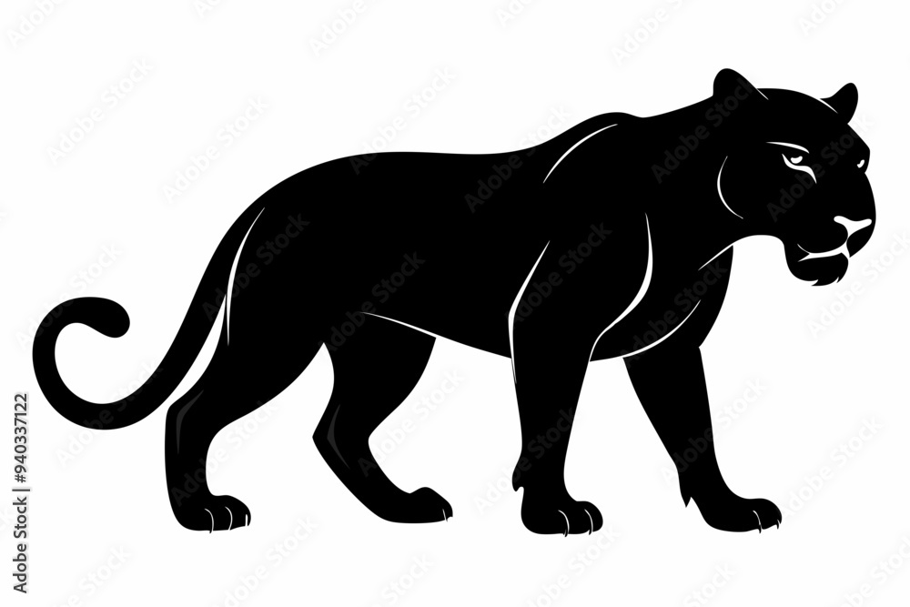 Obraz premium Panther vector silhouette, leopard silhouette panther, puma, vector illustration