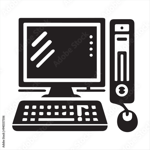 computer  Illustration Icon silhouette vector style with white background