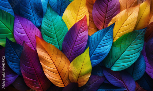 closeup nature view of rainbow leaves