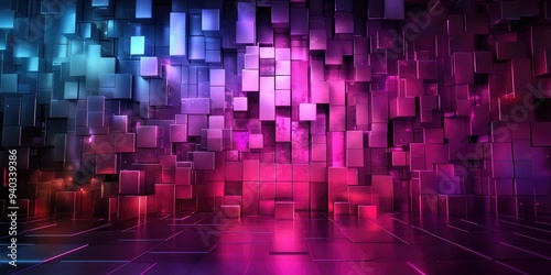 Wallpaper Mural Abstract Neon Cubes Background Torontodigital.ca