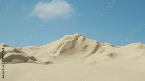 Endless Sand Dunes Under Clear Sky in Bright Daytime Desert Panorama Landscape