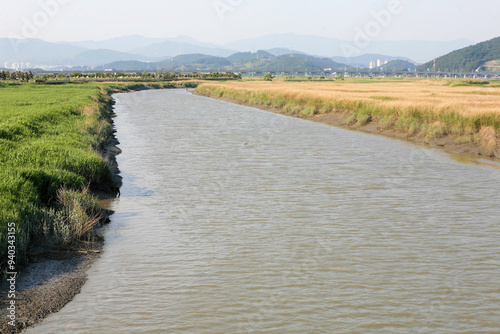 landscape with a river in the country photo