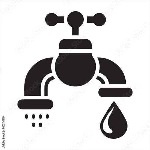 faucet icon vector collection silhouette on a white background