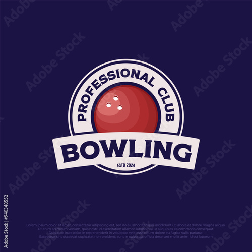 bowling club logo icon vector simple template. flat bowling ball element illustration design