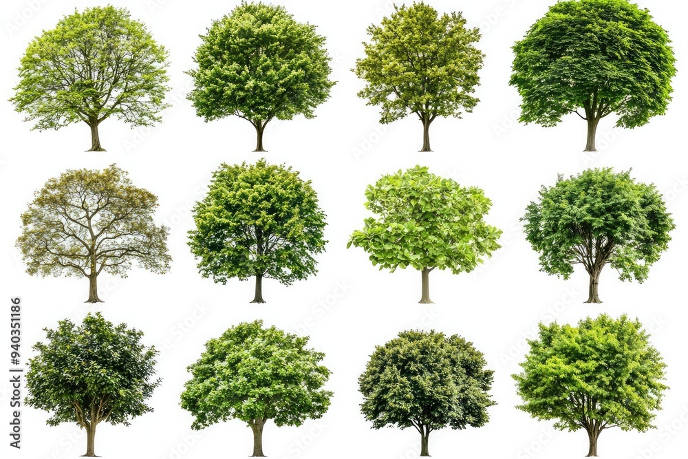 Array of trees showcasing different foliage and seasons Array of trees showcasing different foliage and seasons