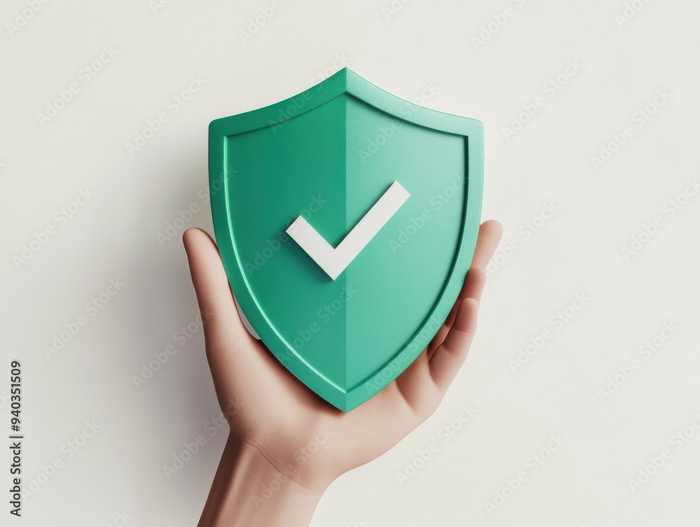 A hand holding a green shield symbolizing protection and security, conveying trust and safety in a minimalist design. A hand holding a green shield symbolizing protection and security, conveying trust and safety in a minimalist design.