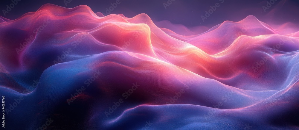 Abstract Landscape with Glowing Pink and Blue Waves Abstract Landscape with Glowing Pink and Blue Waves