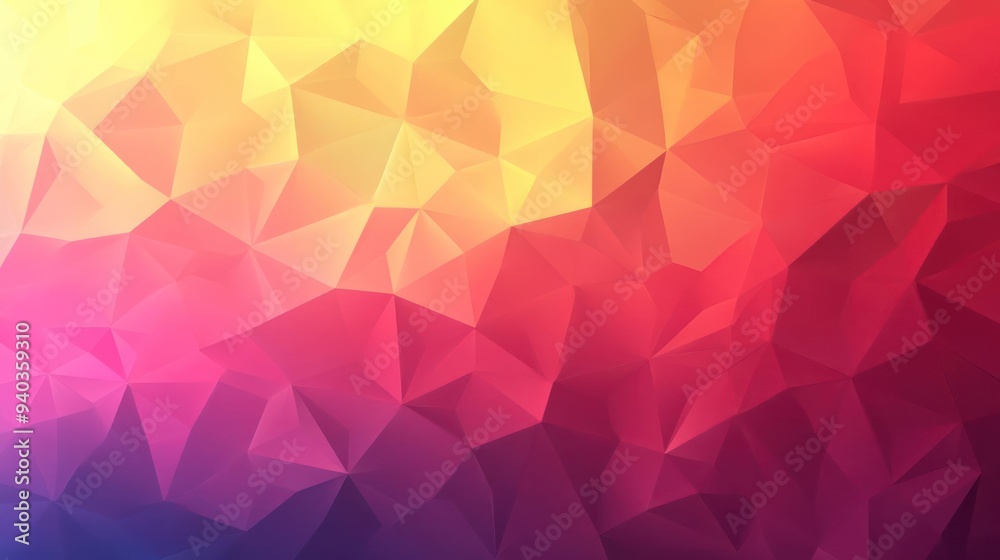 A captivating sunset scene with a geometric background and warm hues transitioning from orange to pu