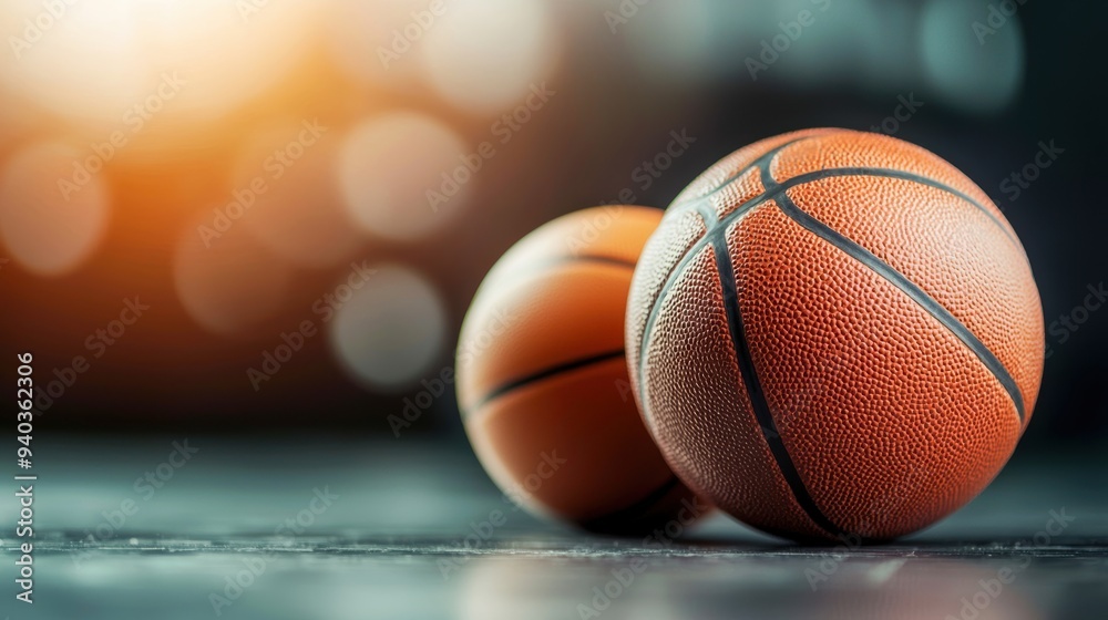 Close-up of two basketballs indoors with a blurred background, showcasing the texture and brightness of the scene. Close-up of two basketballs indoors with a blurred background, showcasing the texture and brightness of the scene.