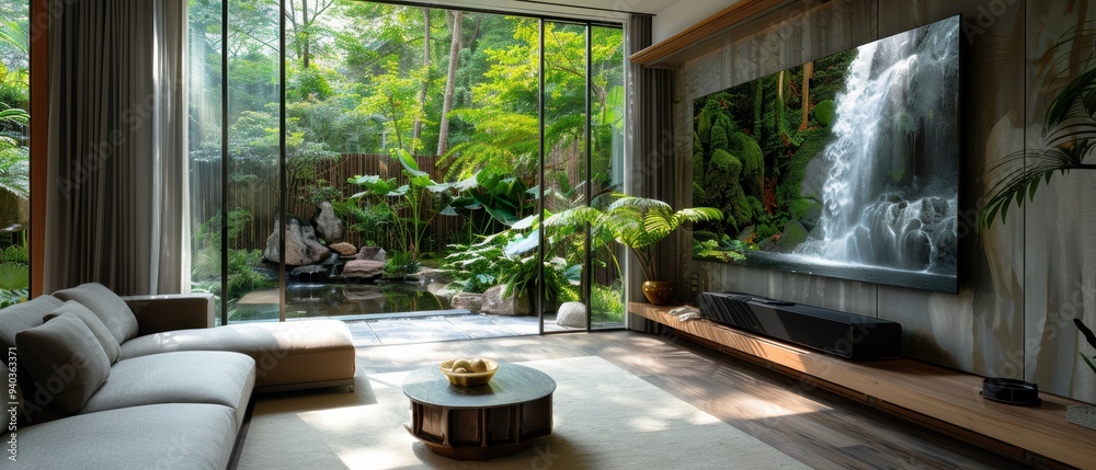 Fototapeta premium Futuristic Smart Home Technology: Stunning Display Screens with High