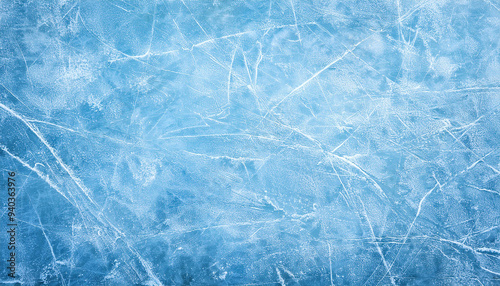 grunge textured ice blue frozen rink winter background, top view