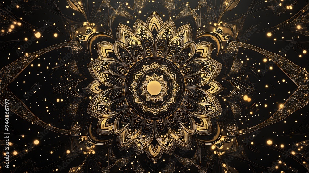 Golden Mandala with Gleaming Lights Golden Mandala with Gleaming Lights