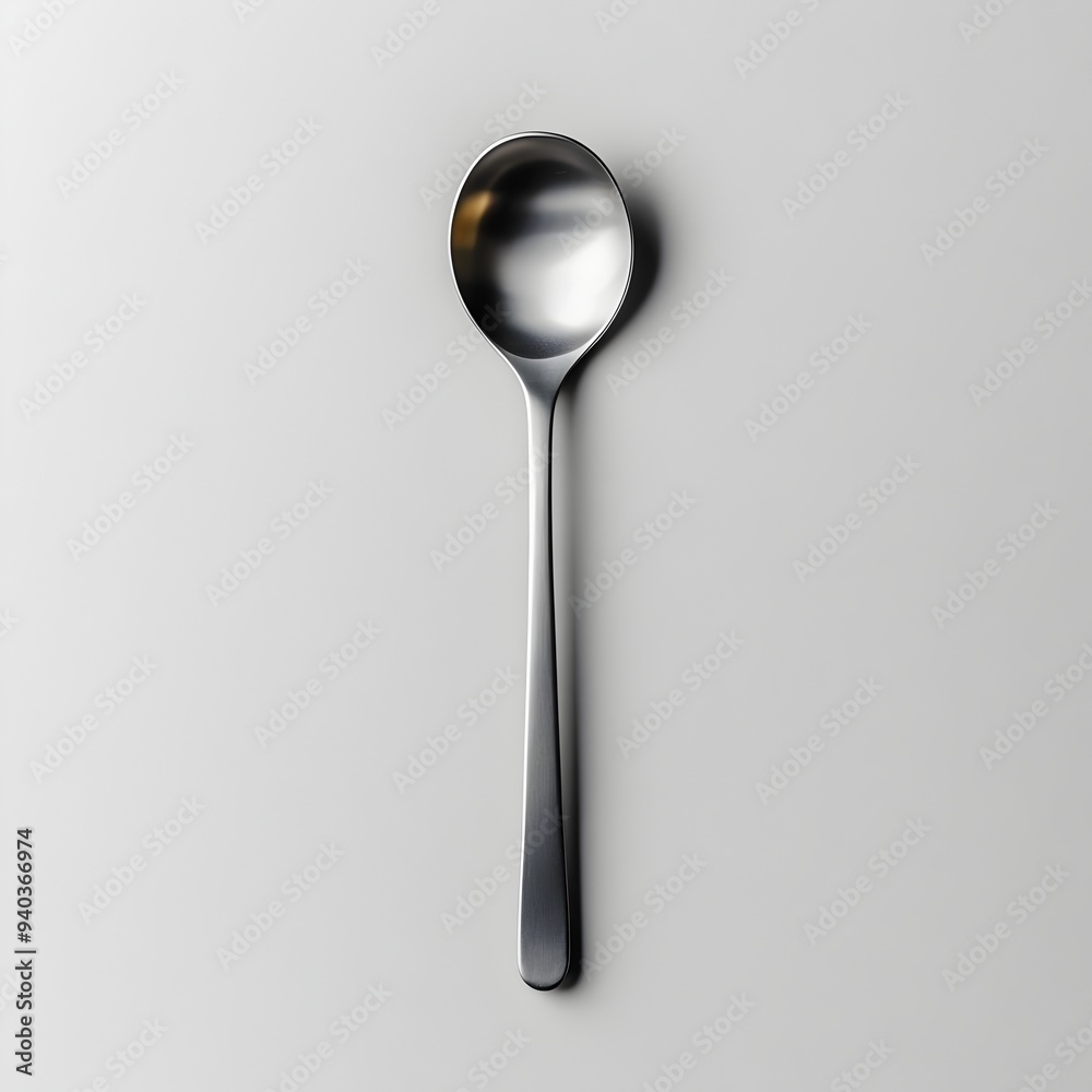 Closeup of a single stainless steel ladle placed at the center of a light colored surface creating a minimalist and elegant composition for culinary or kitchen themed photography Closeup of a single stainless steel ladle placed at the center of a light colored surface creating a minimalist and elegant composition for culinary or kitchen themed photography