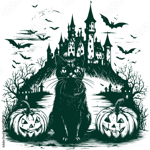 Funny Halloween Graphic, Cute Halloween Horror Haunted Ghost Vector Illustration