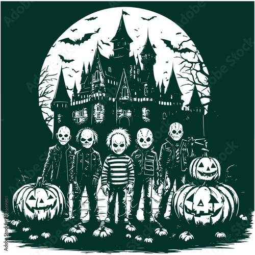 Funny Halloween Graphic, Cute Halloween Horror Haunted Ghost Vector Illustration