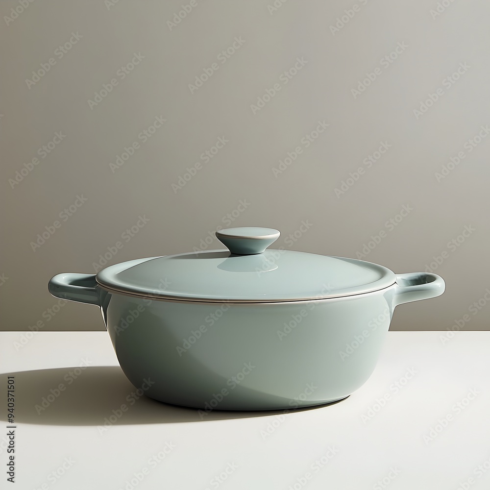 Elegant ceramic casserole dish placed at the center of a light surface showcasing its simple yet sophisticated design in a minimalist monochrome composition Elegant ceramic casserole dish placed at the center of a light surface showcasing its simple yet sophisticated design in a minimalist monochrome composition
