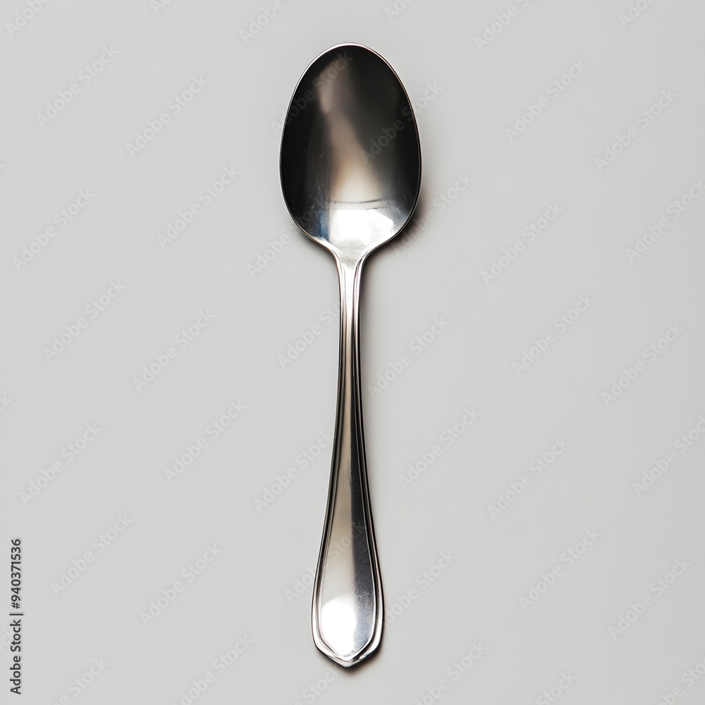 Stainless Steel Serving Spoon Placed at the Center of a Plain Minimalist Background This Simple Elegant Kitchen Utensil Reflects the Light Creating a Clean Modern Aesthetic Stainless Steel Serving Spoon Placed at the Center of a Plain Minimalist Background This Simple Elegant Kitchen Utensil Reflects the Light Creating a Clean Modern Aesthetic