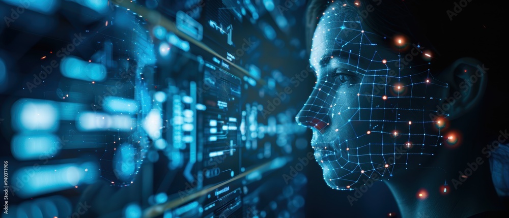 Futuristic Digital Identity Verification System in High-Resolution Image Futuristic Digital Identity Verification System in High-Resolution Image