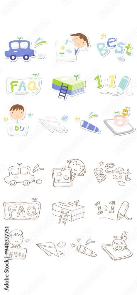 set of hand drawn icons for your school design set of hand drawn icons for your school design