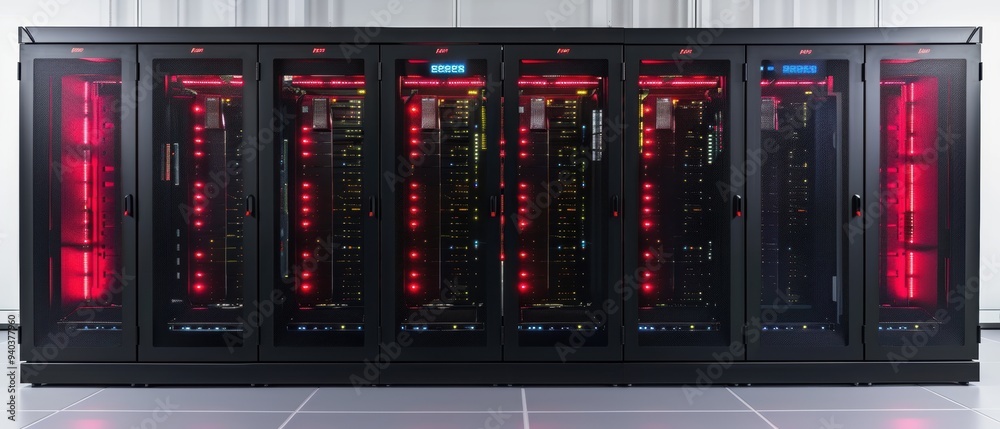 Cutting-Edge High-Performance Computing Technology in with Copy Space on White Background Cutting-Edge High-Performance Computing Technology in with Copy Space on White Background