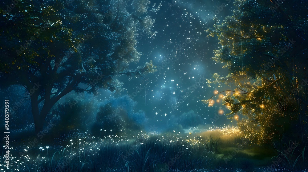 Obraz premium Enchanted Forest Night