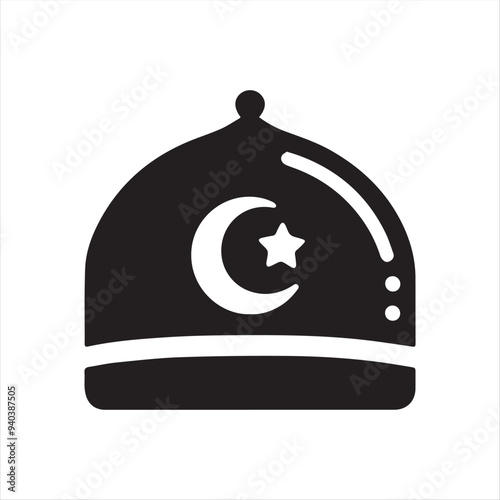 muslim cap icon vector illustration silhouettes with white background
