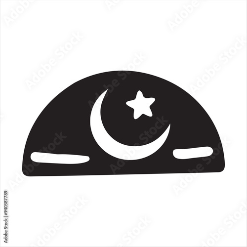 muslim cap icon vector illustration silhouettes with white background
