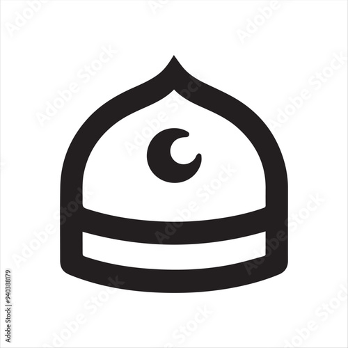 muslim cap icon vector illustration silhouettes with white background