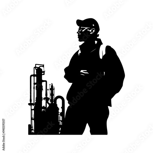 vector silhouette of a Chemical Engineer photo