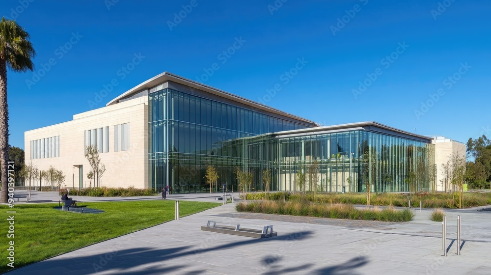 Modern university building with glass walls Modern university building with glass walls