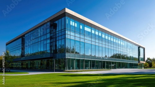 Modern university building with glass walls