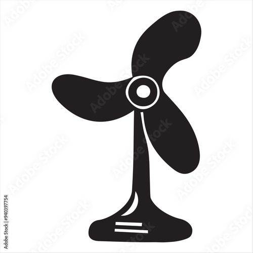 table fan  silhouette black icon vector illustration silhouettes with white background