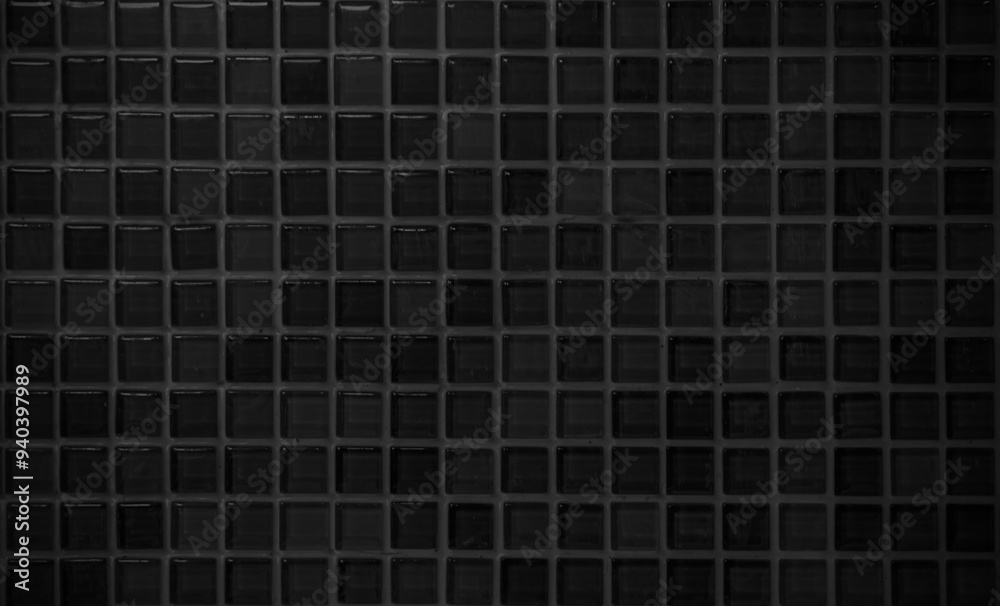 Dark black ceramic wall chequered and floor tiles mosaic background in bathroom. Design pattern geometric with grid wallpaper texture decoration pool. Simple seamless abstract surface grunge. Dark black ceramic wall chequered and floor tiles mosaic background in bathroom. Design pattern geometric with grid wallpaper texture decoration pool. Simple seamless abstract surface grunge.