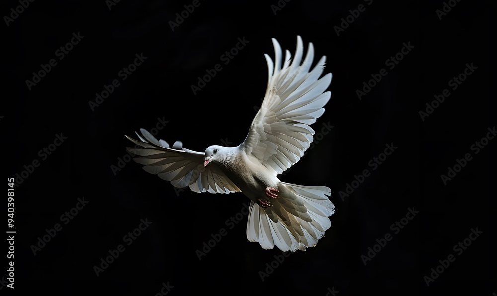dove flying on black background. dove flying on black background.